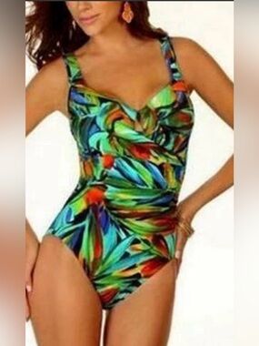 Miraclesuit  Tropical Print One-Piece Swimsuit size 16